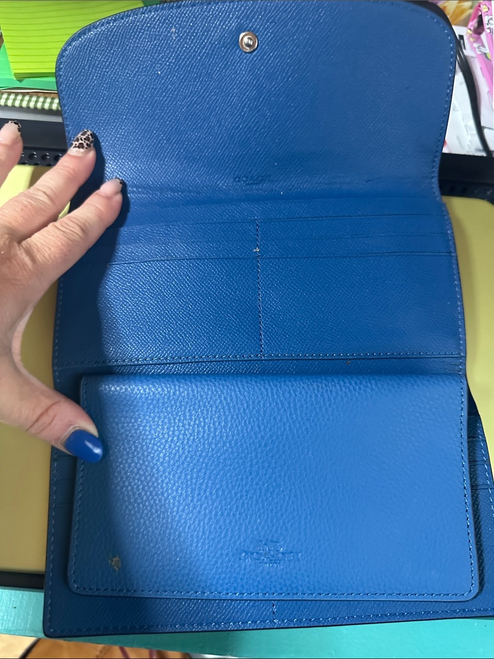 Coach Blue Pebbled Leather Wallet - Picture 2 of 4